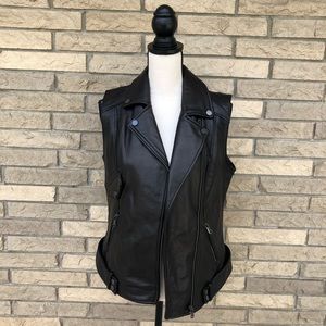 Cache black leather biker vest size small